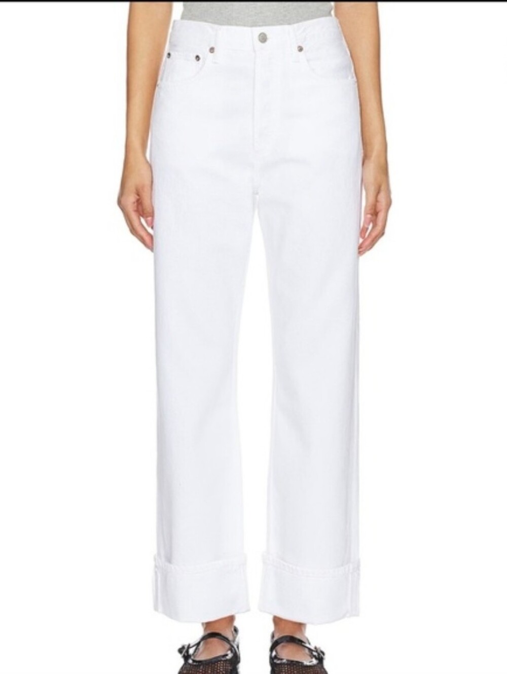 Agolde White Fran Jeans Sz 32 Low-Slung Easy-Straight NWOT